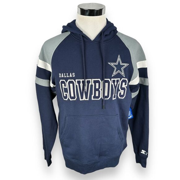 Starter Dallas Cowboys Hoodie Men’s Large Blue Gray Retro Football Pullover New - Picture 1 of 11